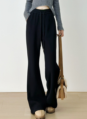 十一Studio【L家同款】休闲运动风加绒微喇裤提臀显瘦高腰长裤女