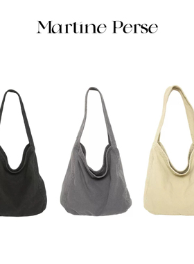 Martine Perse 「游尘系列」水洗帆布大容量通勤休闲斜挎单肩包