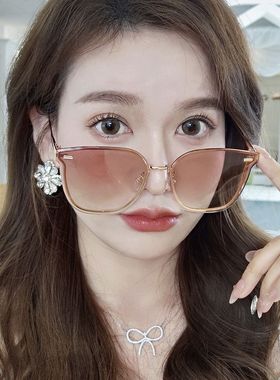 椭圆形墨镜凹造型防强光高级感女