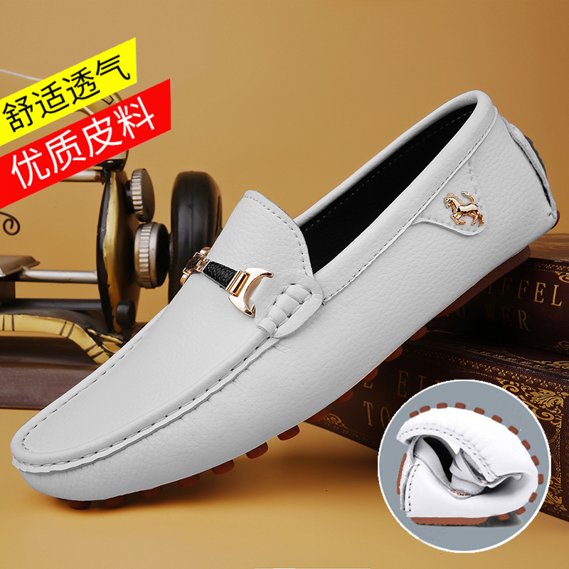 豆豆鞋男款真皮新款软底一脚蹬