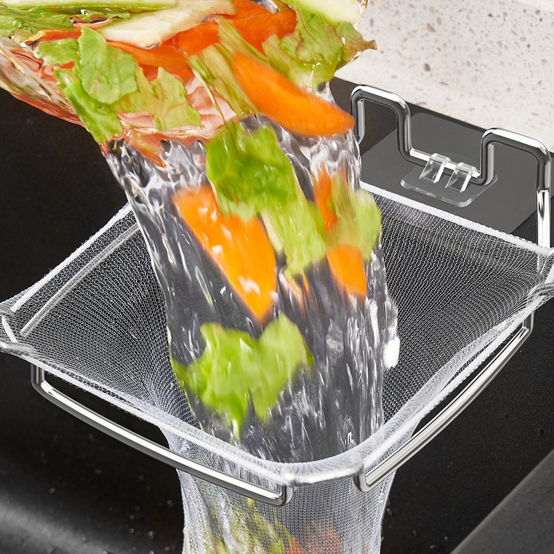 厨房沥水架 水槽过滤网不锈钢剩菜沥水架四角水池残渣菜过滤网