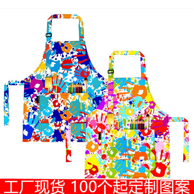 跨境工厂儿童围裙美术绘画幼儿园画画衣服防水罩衣宝宝反穿吃饭衣