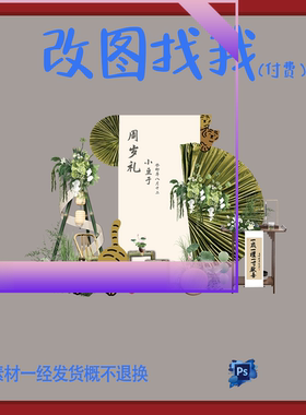 BBY294.绿色中式风宝宝宴百天满月迎宾牌背景板舞台设计素材ps