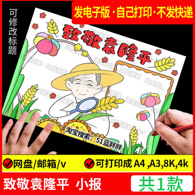 我心目中的英雄杰出人物致敬袁隆平手抄报模板故事电子版a3名人小