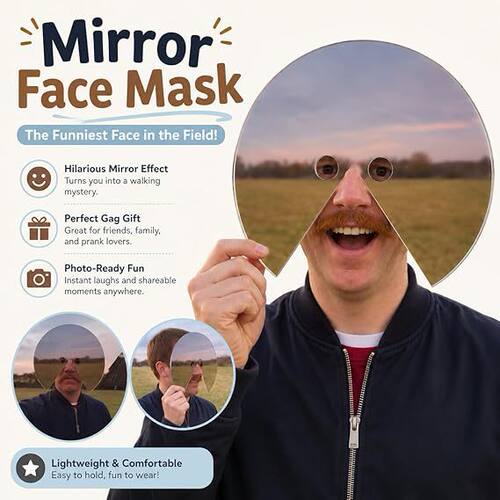 跨境亚马逊新品Mirror Face Mask镜面面罩反光亚克力自拍拍照道具