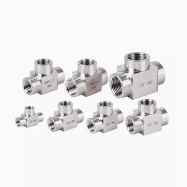 304不锈钢三通接头高压加厚内/外丝牙螺纹T型RC1/2数控方体PT4分