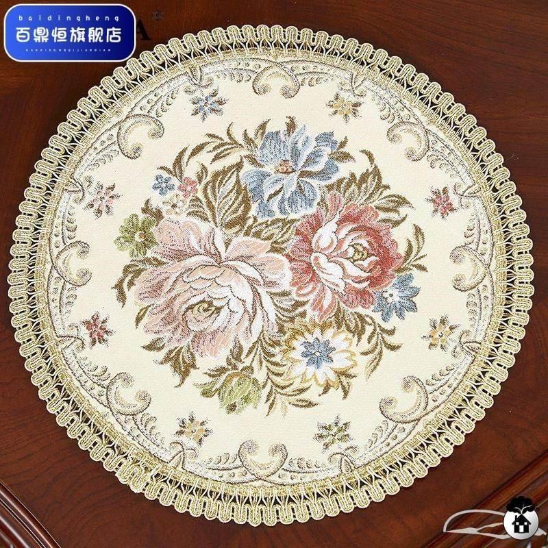 盘垫布艺欧式杯垫托盘花瓶垫子防滑隔热餐垫圆形桌垫家用餐桌防烫