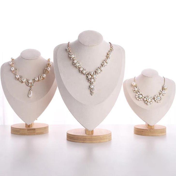 实木人像脖子项链展示架珠宝展示道具模特脖子项链陈列架