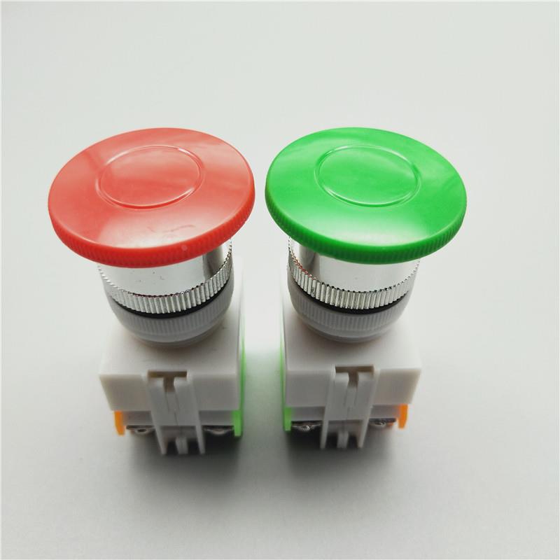 银点22MM孔径LAY37-11M Y090蘑菇头点动复位平头按钮开关一开一闭