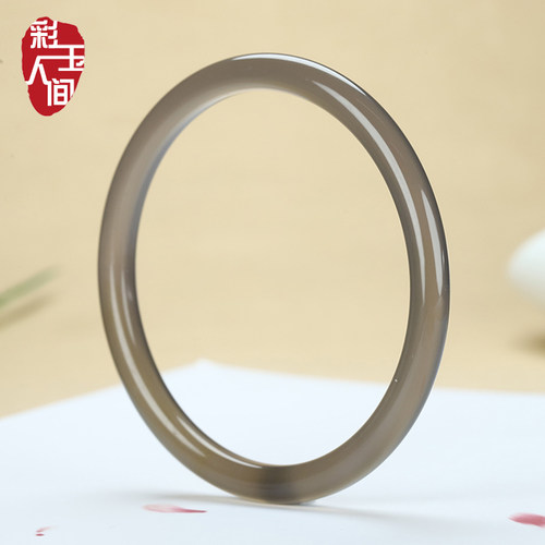 天然灰玉髓冰种玉镯子女款玉手镯