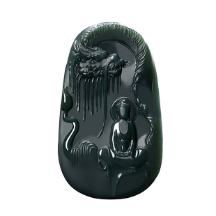 天然和田玉观音吊坠青玉男款御龙悟道菩萨挂坠无相观音玉牌子项链