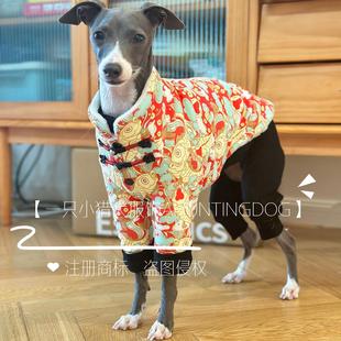 中国风富贵锦鲤拜年服新年喜庆小灵缇惠比特北灵顿细狗衣服