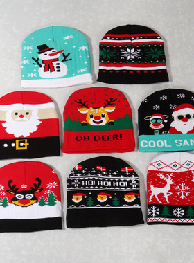 新款圣诞针织冷帽保暖新款直供针织帽男女儿童同款毛线帽