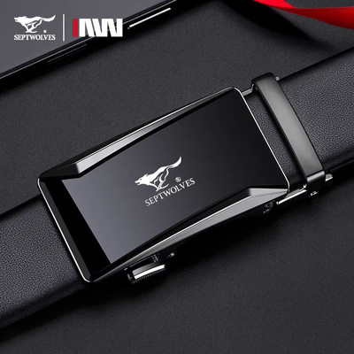 七匹狼正品皮带男真皮纯牛皮自动扣年轻人潮流腰带商务休闲裤带