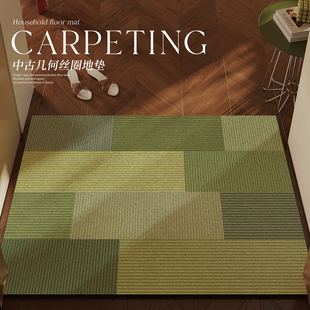 中古风丝圈绿色地垫入户门垫高端可裁剪玄关蹭土脚垫进门耐脏地毯