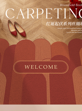 红色入户门地垫门口进门喜庆丝圈地毯脚垫耐脏玄关家用可裁门垫子