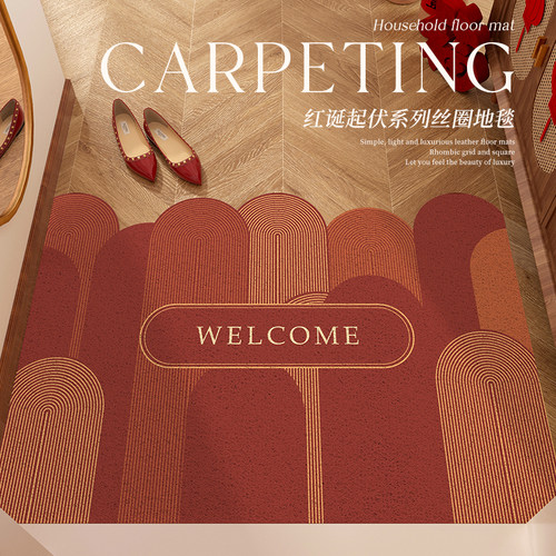 红色入户门地垫喜庆耐脏玄关家用