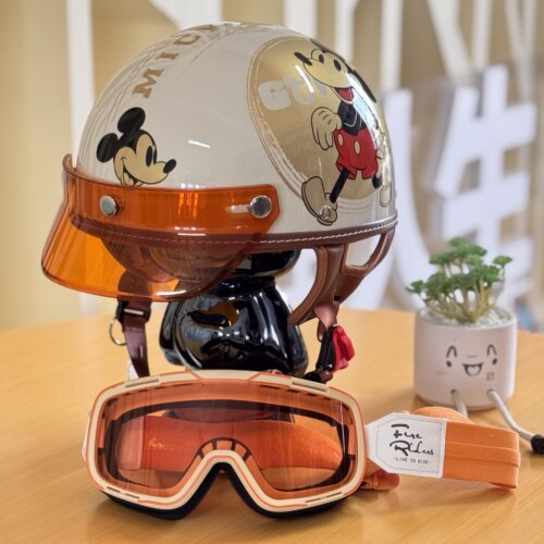 EVO米奇复古半盔夏季轻便头盔