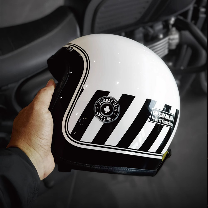 TRRF碳纤维复古头盔哈雷凯旋摩托车骑行四三盔vespa踏板机车半盔