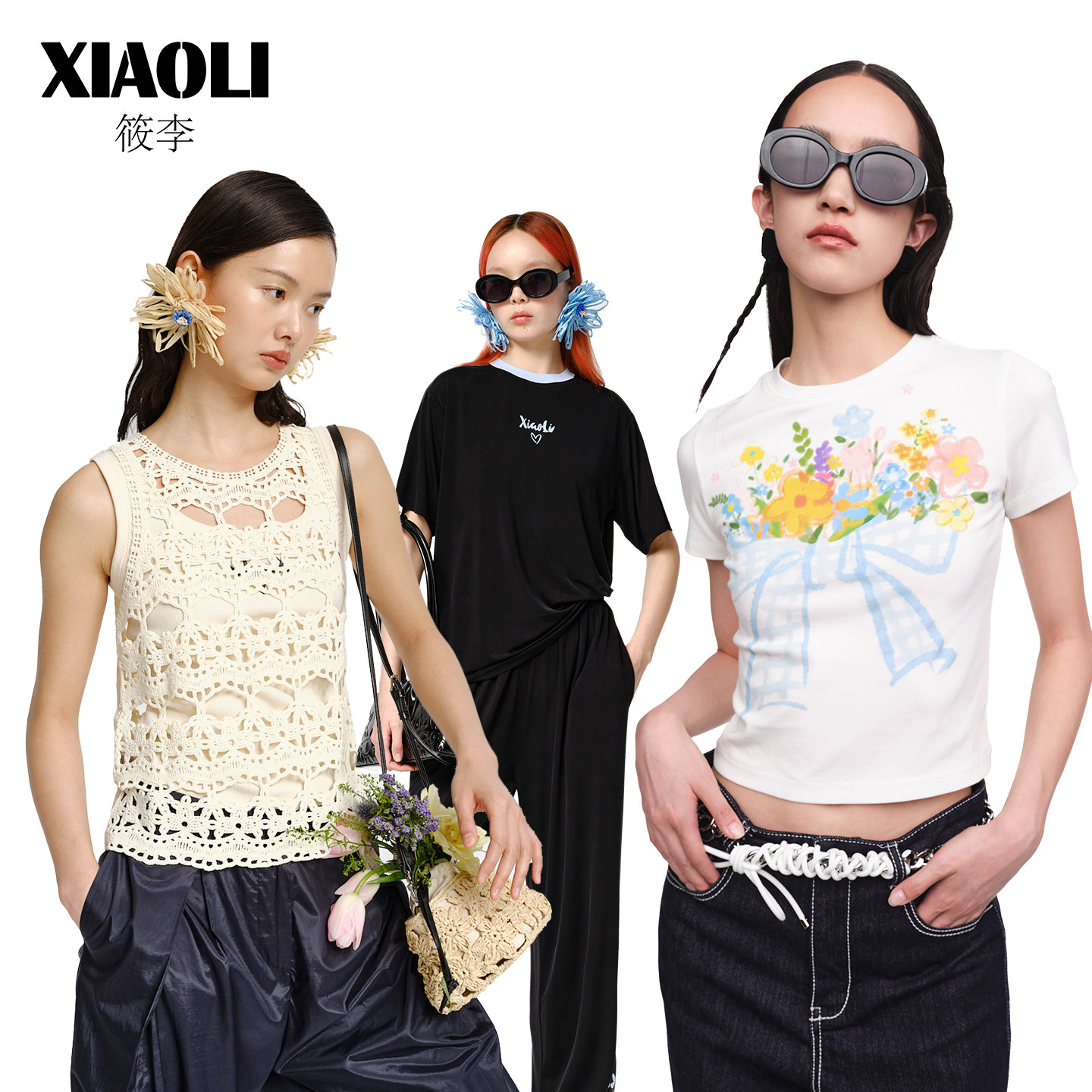 短袖宽松印花拼接XIAOLI品牌