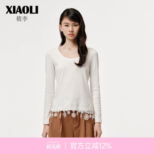 【XIAOLI筱李】白色蕾丝打底T恤