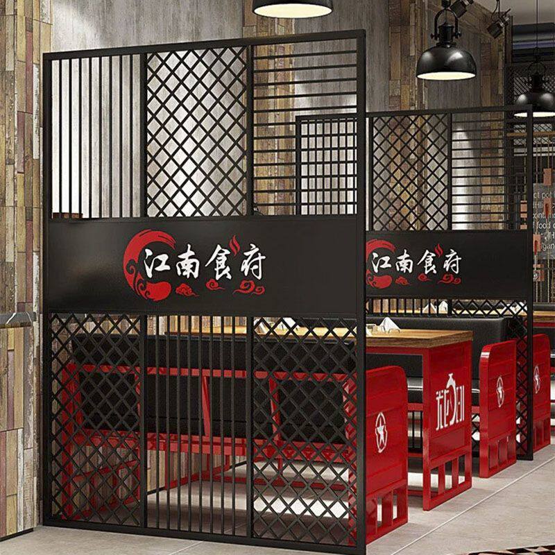 铁艺屏风隔断吊顶镂空网格墙客厅玄关办公火锅饭店工业风装饰