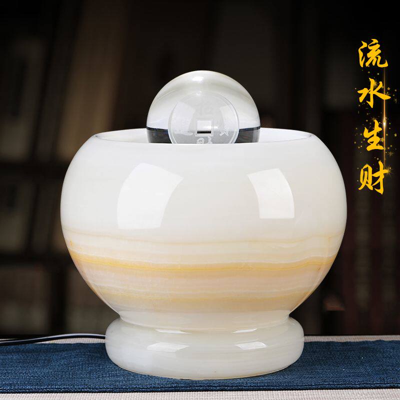睿琳风水球现代玉石流水摆件家居高档喷泉水循环客厅装饰开业礼品