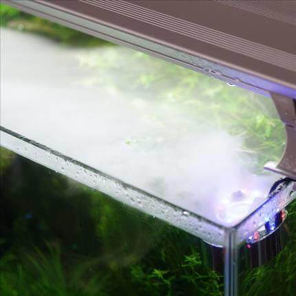 松宝雾化器假山水陆雨淋鱼缸水草造景装饰超声波12彩灯加湿喷雾器