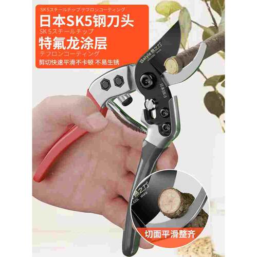 日本进口园艺剪刀粗枝sk5剪树枝专用果树修枝园林剪枝修花艺花剪