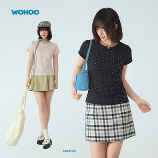 【所有女生直播间】wohoo韩式短袖t恤女夏季小个子修身显瘦上衣