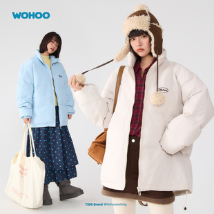 wohoo美式连帽短款棉服女款2025冬季新款休闲时尚宽松保暖面包服