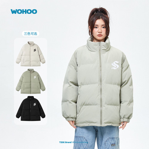wohoo潮牌加厚立领防寒棉服