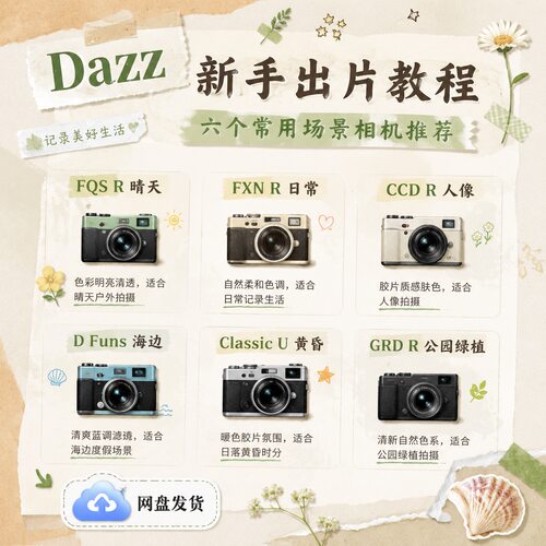 Dazz新手出片教程常用六场景相机推荐胶片滤镜参数网盘发货