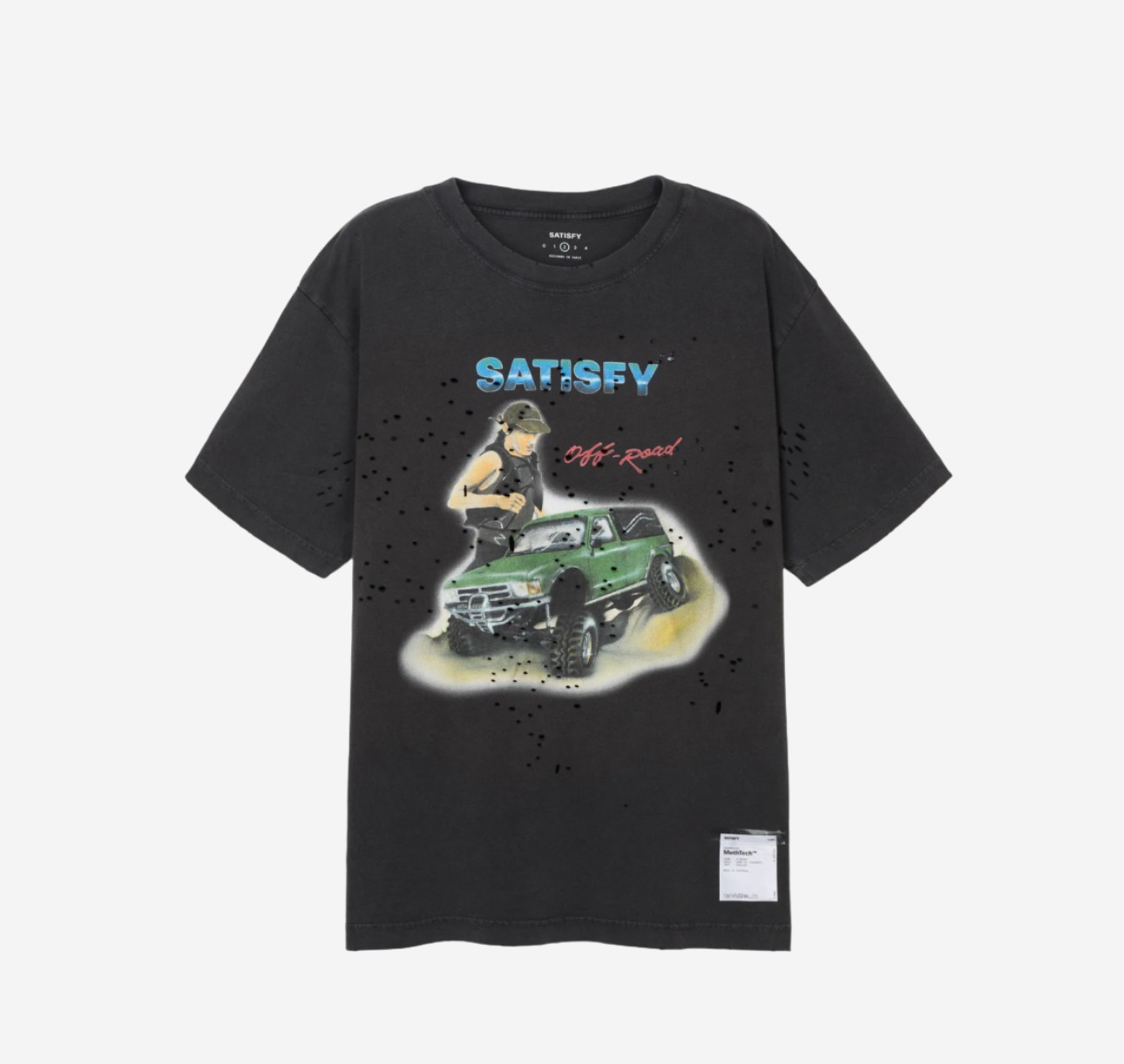 thumbnail for Korean niche fashion brand SATISFY retro fashion splash ink crew neck cotton print short sleeve T-shirt