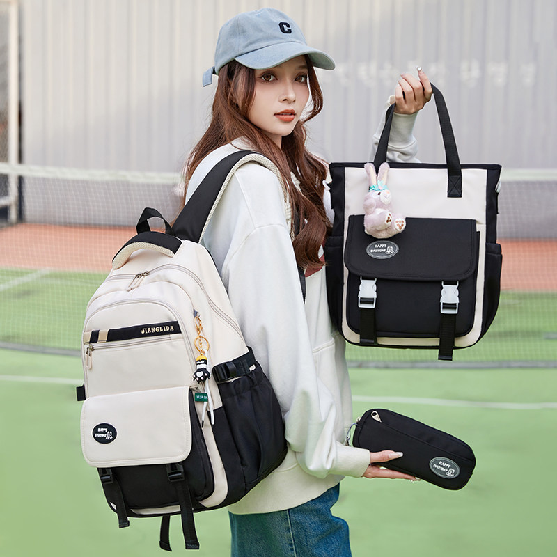 新款初中高中生书包女三到六年级轻便学生双肩背包大容量护脊减负