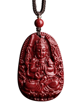 本命佛观音天然朱砂吊坠守护项链