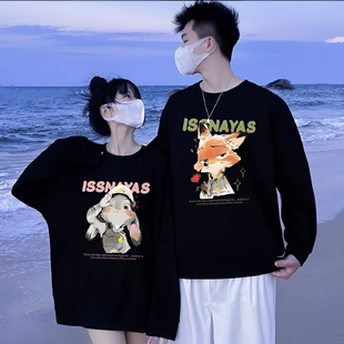 宽松百搭休闲时尚 两件装 issnayas狐狸兔子情侣卫衣潮流ins韩版