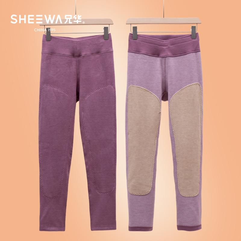 兄华5.0版保暖裤98768女加厚蚕丝山羊绒贴片护膝高腰修身打底秋裤