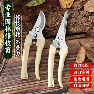 园艺剪专用弹簧剪子自动回弹修枝剪刀不锈钢剪果树园林枝条修花卉