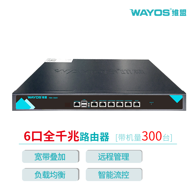 维盟FBM1068V企业级多wan口全千兆路由器多宽带叠加行为管理审计日志SD-WAN异地组网办公带机量300台