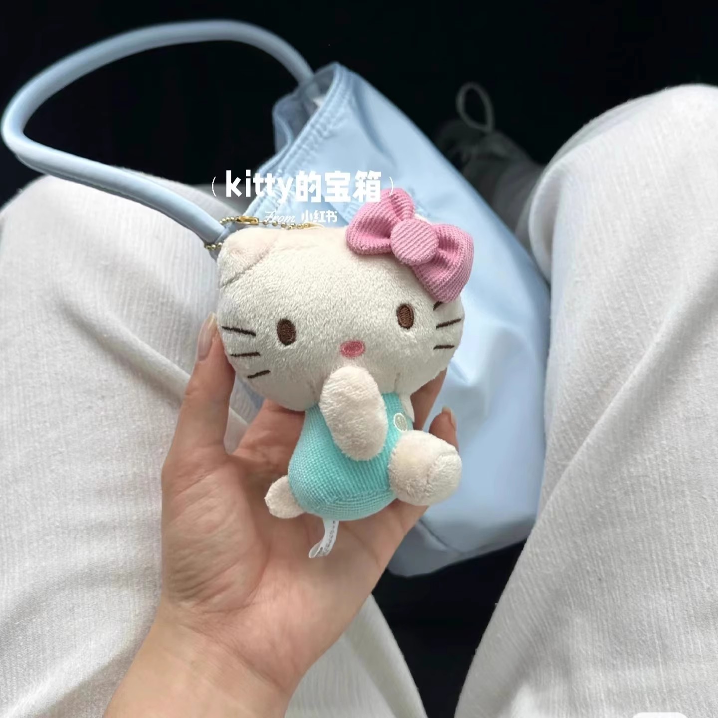 日本DrrDii薄荷绿侧坐kitty挂件可爱背包书包毛绒钥匙扣公仔包包