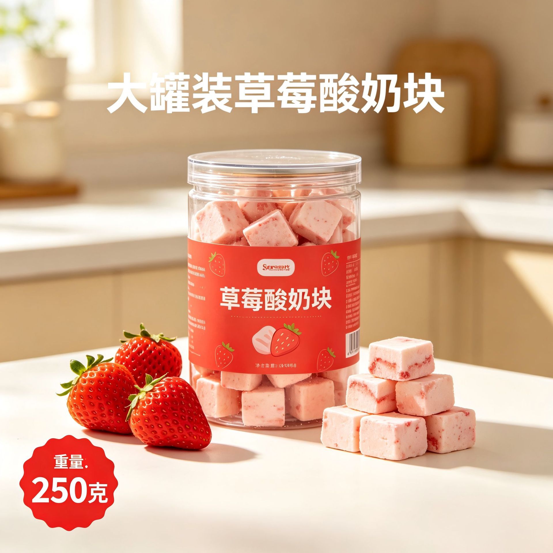 草莓冻干酸奶块500g蓝莓草莓小零食休吃酸奶嚼着吃固体酸奶块