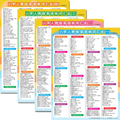小学3-6年级英语单词大全挂图人教版小学生起点学习套装墙贴教具