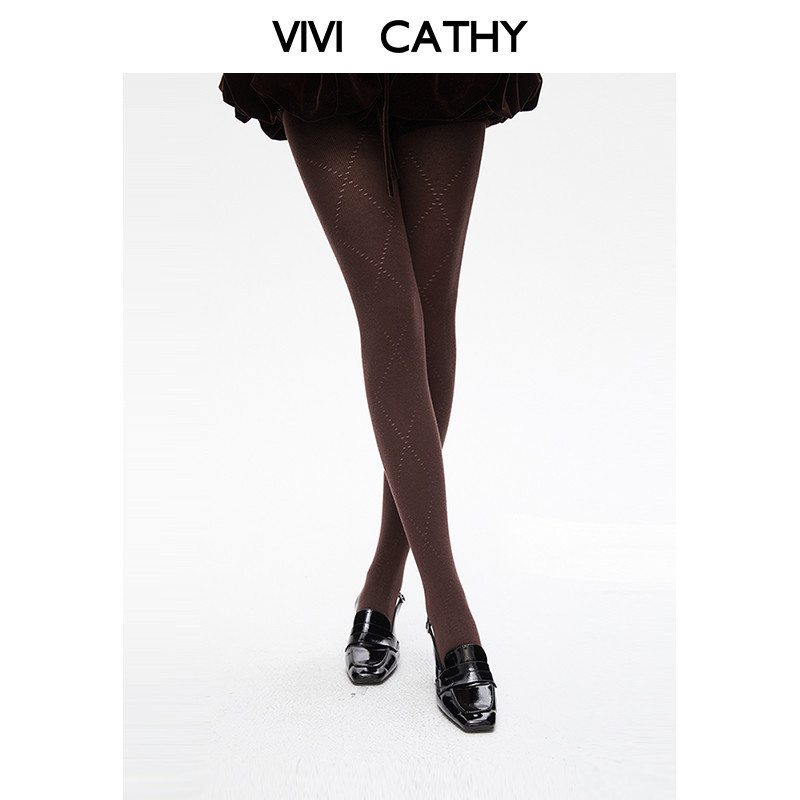 VIVICATHY2025秋冬菱格漏空裤袜棉质打底袜女韩系保暖显瘦外穿,女装/女士精品,打底裤,淘宝优惠券,粉丝福利购,淘宝优惠卷