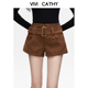 热裤 VIVICATHY2025秋冬麂皮腿精短裤 女辣妹简约百搭休闲低腰靴裤