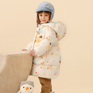 儿童羽绒服男童冬季中长款可爱新款小童宝宝女童加厚保暖男宝外套