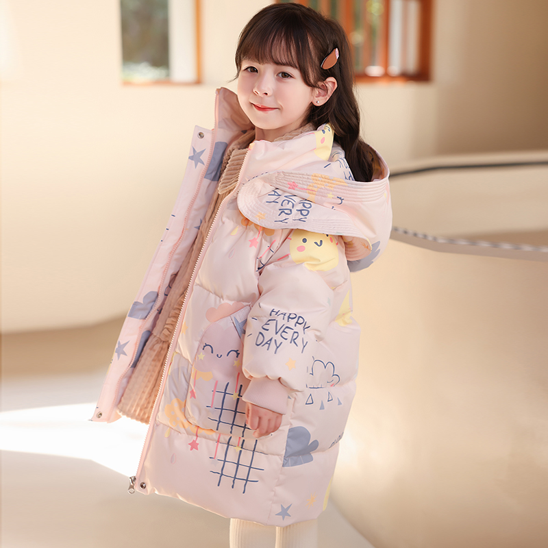 女童HYYkids中长款加厚羽绒服