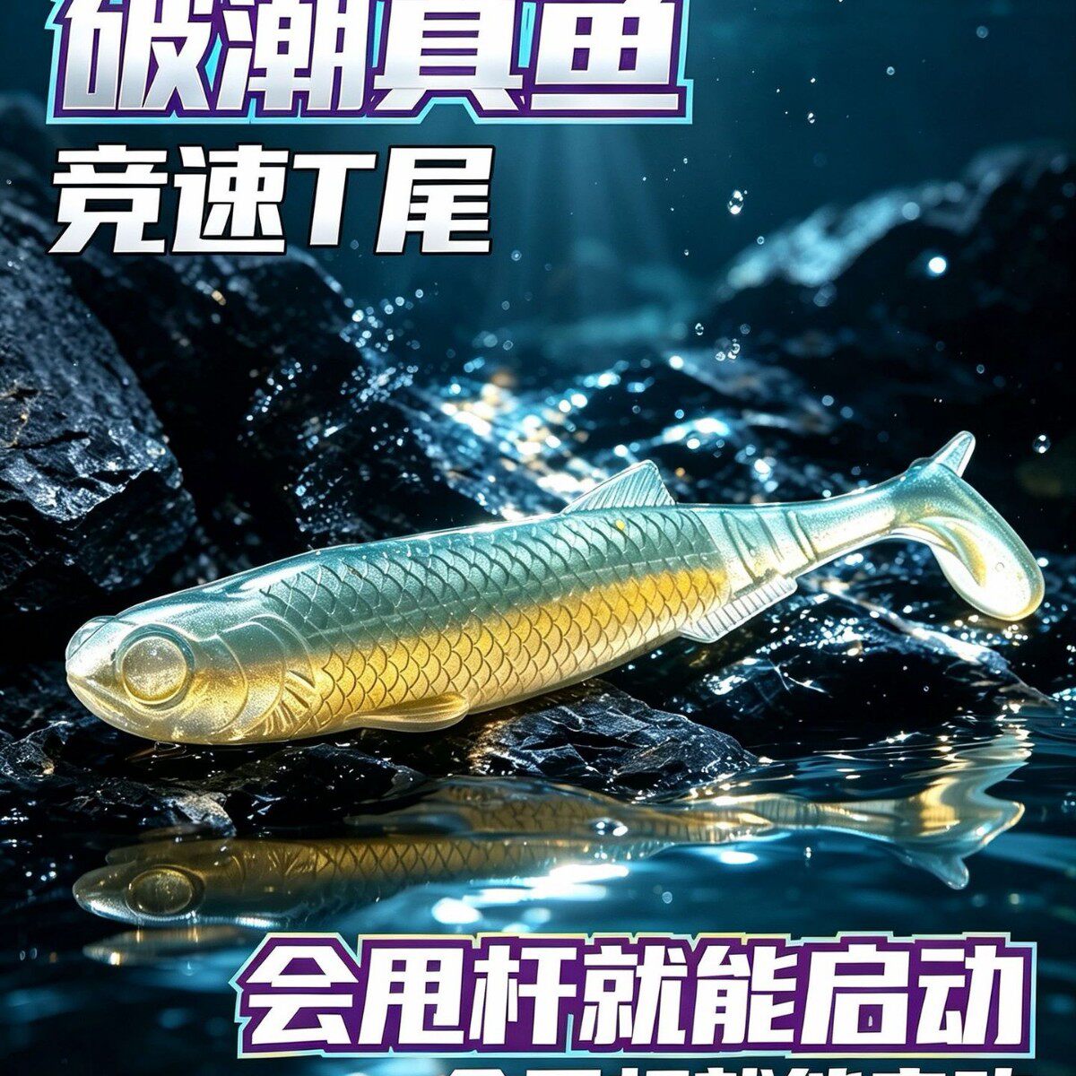 新品破潮真鱼T尾软饵泳饵路亚首发竞速鳜鱼鲈鱼假饵铅头钩专用