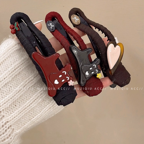 早春可爱修狗发夹女后脑勺盘发鸭嘴夹子头饰2025年新款高级感抓夹