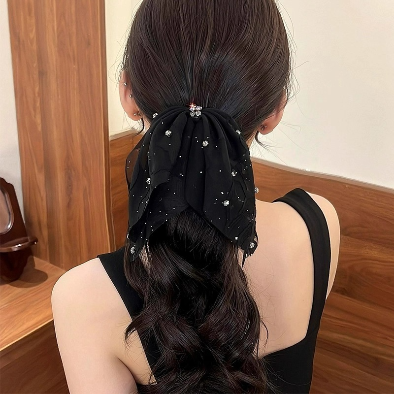 点点星光抓夹女马尾夹高级感时尚气质发量少蝴蝶结夹子头饰发夹女